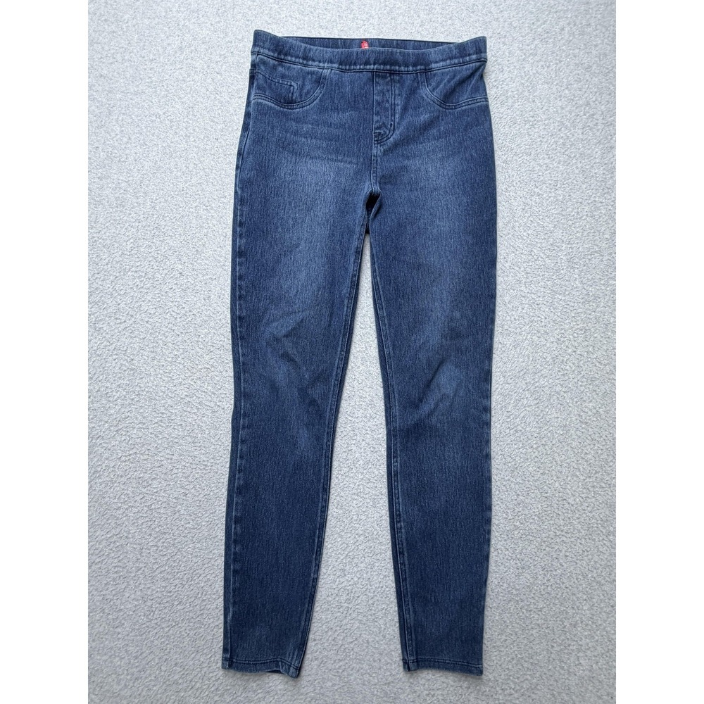 Spanx Jegging Jeans Womens M Blue Dark Wash Mid Rise Shaping Stretch Denim